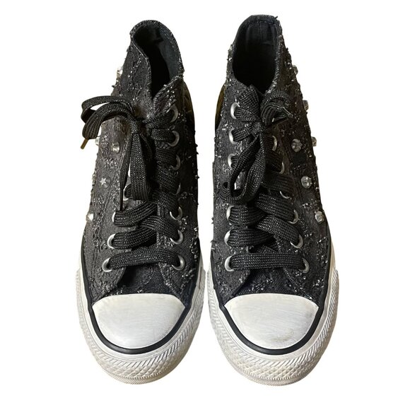 Converse All Star Lux Hidden Wedge Studded Star Sneakers Sz 5.5 RARE Punk Goth - Picture 4 of 8